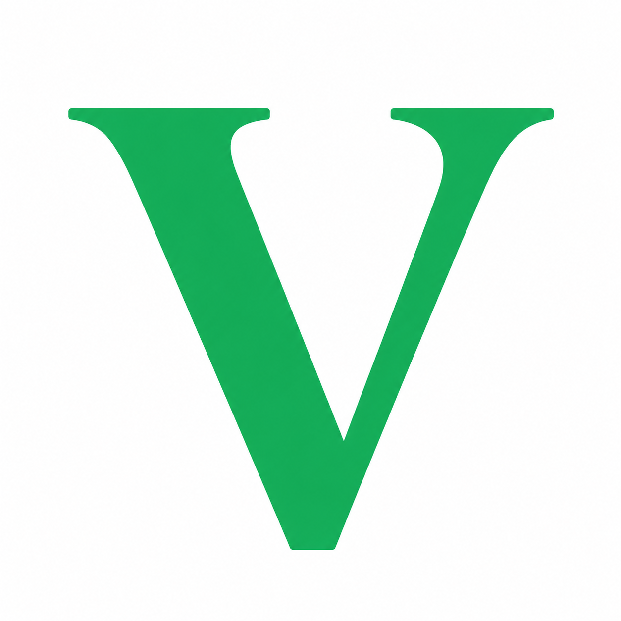 V logo in green colour