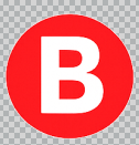 B logo in red colour