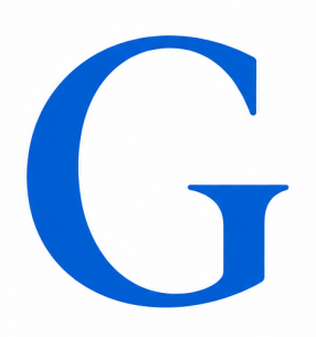 G logo in blue colour